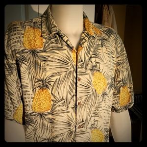 Tommy Bahama Silk Palm and Pineapple Print Camp Sh